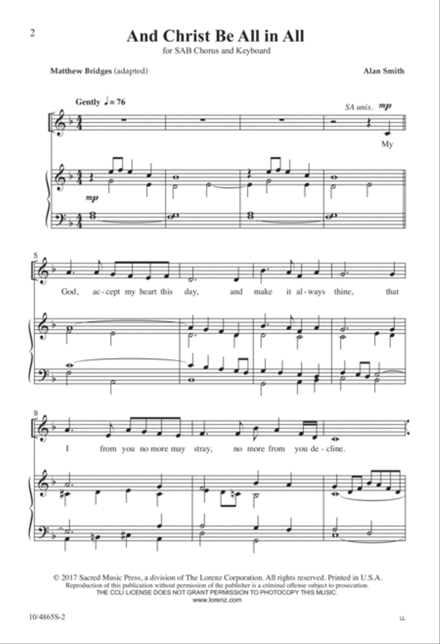 And Christ Be All in All 3-Part scores gallery preview page 2