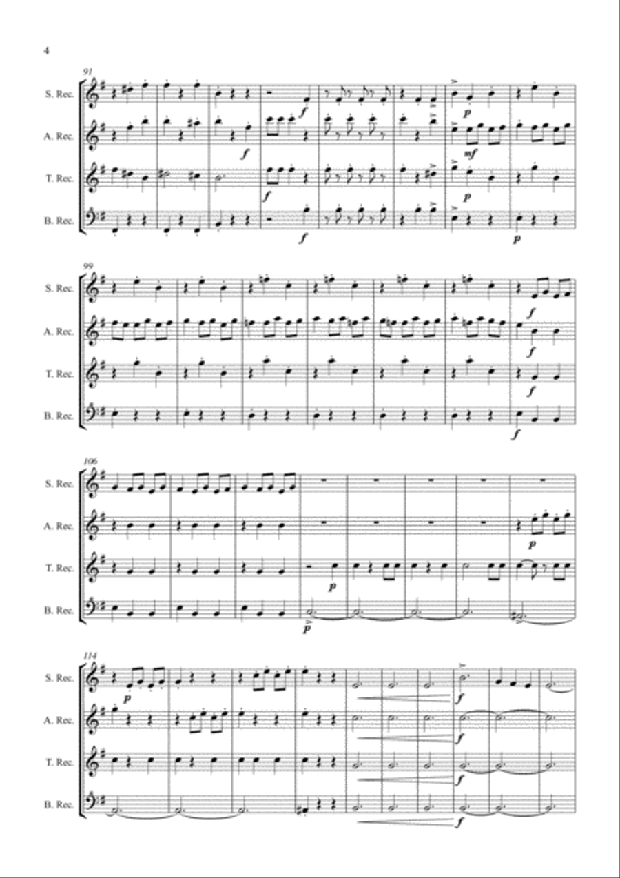 Danse Macabre for Recorder Quartet (SATB) 4-Part scores gallery preview page 5
