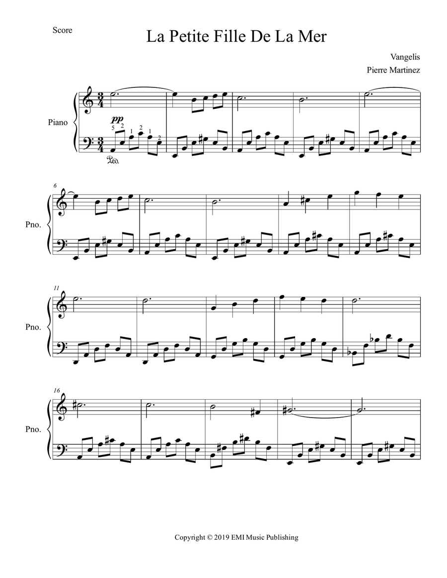 La Petite Fille De La Mer Piano Solo scores gallery preview page 1