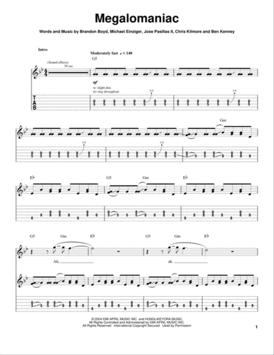 Megalomaniac Acoustic Guitar scores gallery preview page 1