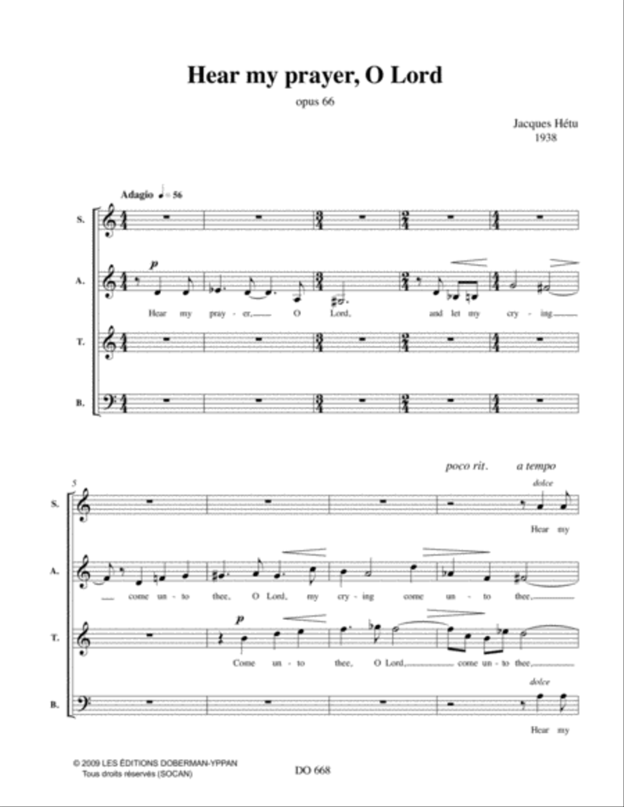 Hear of my prayer, O Lord, opus 66 Choir scores gallery preview page 4