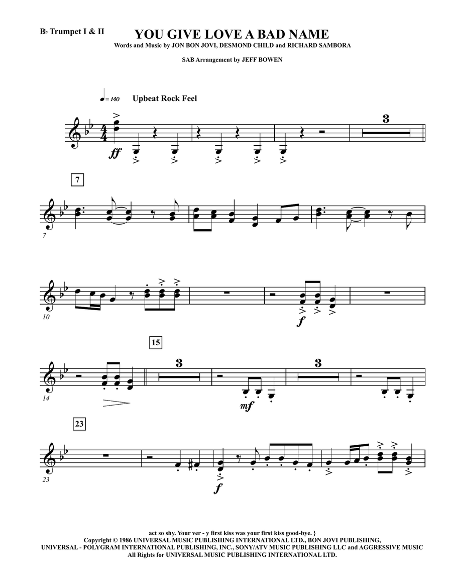 You Give Love A Bad Name Concert Band scores gallery preview page 1