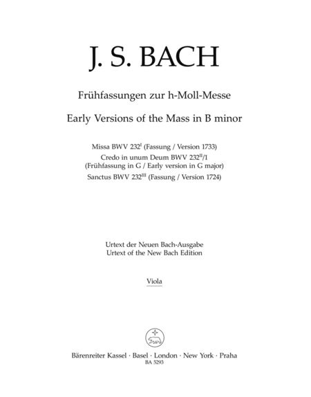 Early Versions of the Mass in B minor