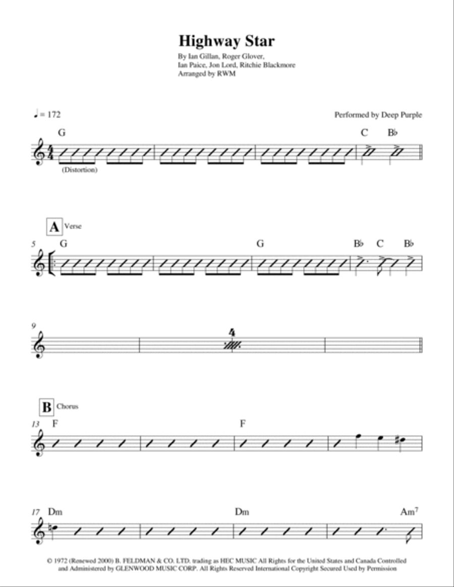 Highway Star Highway Star Piano scores gallery preview page 2