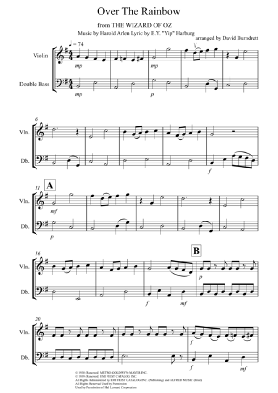 Over The Rainbow (from The Wizard Of Oz) String Duet scores gallery preview page 1