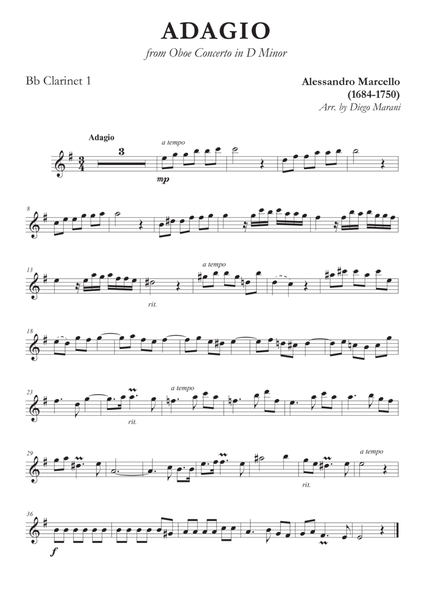 Marcello's Adagio for Clarinet Quartet image number null