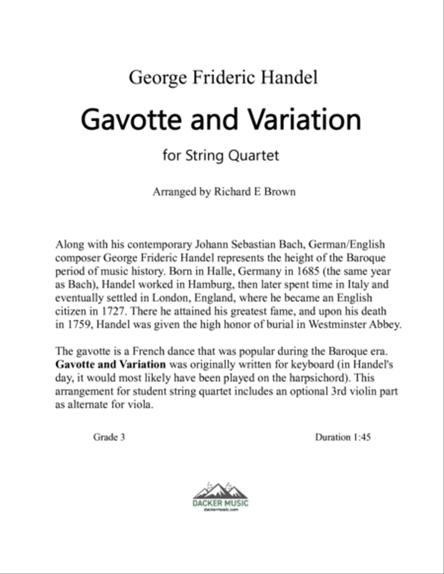 Gavotte and Variation - String Quartet String Quartet scores gallery preview page 2