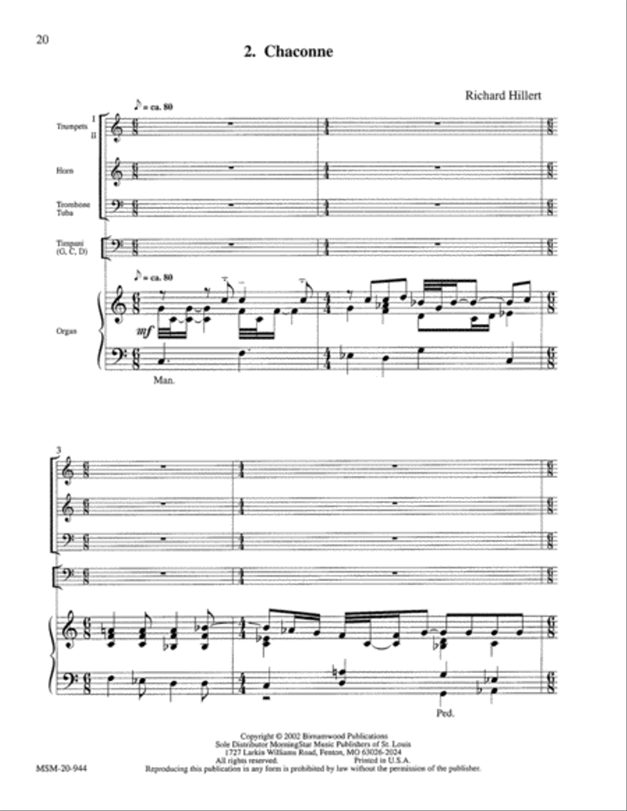 Three Pieces for Brass Quintet, Timpani, and Organ Organ scores gallery preview page 7
