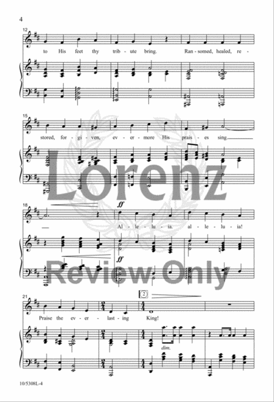 Praise, My Soul, the King of Heaven 4-Part scores gallery preview page 3