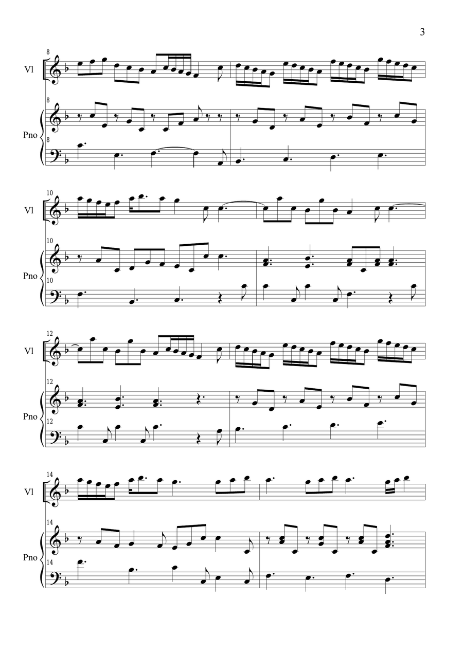 VERACINI - GIGA from Sonata in D minor - For Violin and Piano Violin Solo scores gallery preview page 3