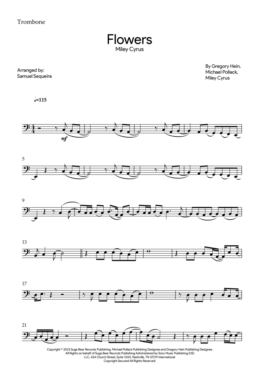 Flowers Trombone Solo scores gallery preview page 1