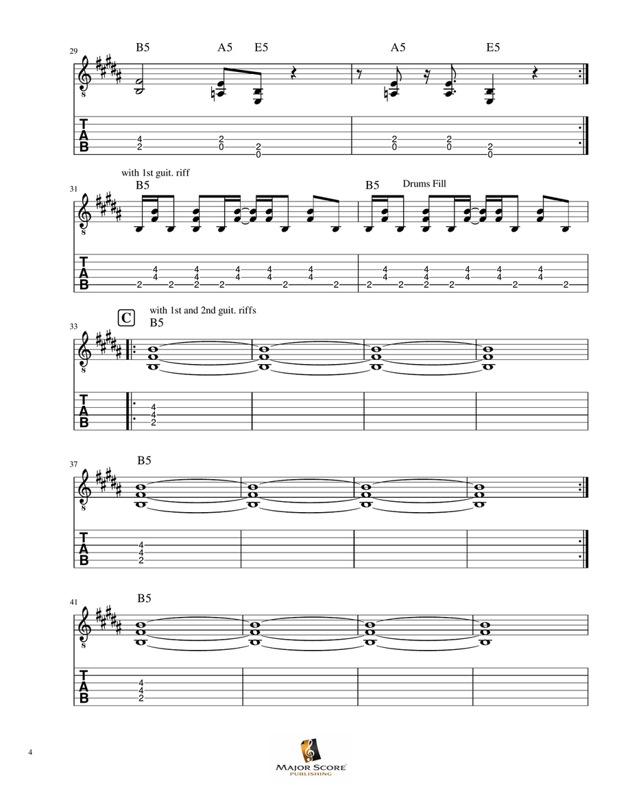 Thunderstruck Guitar Tablature scores gallery preview page 4