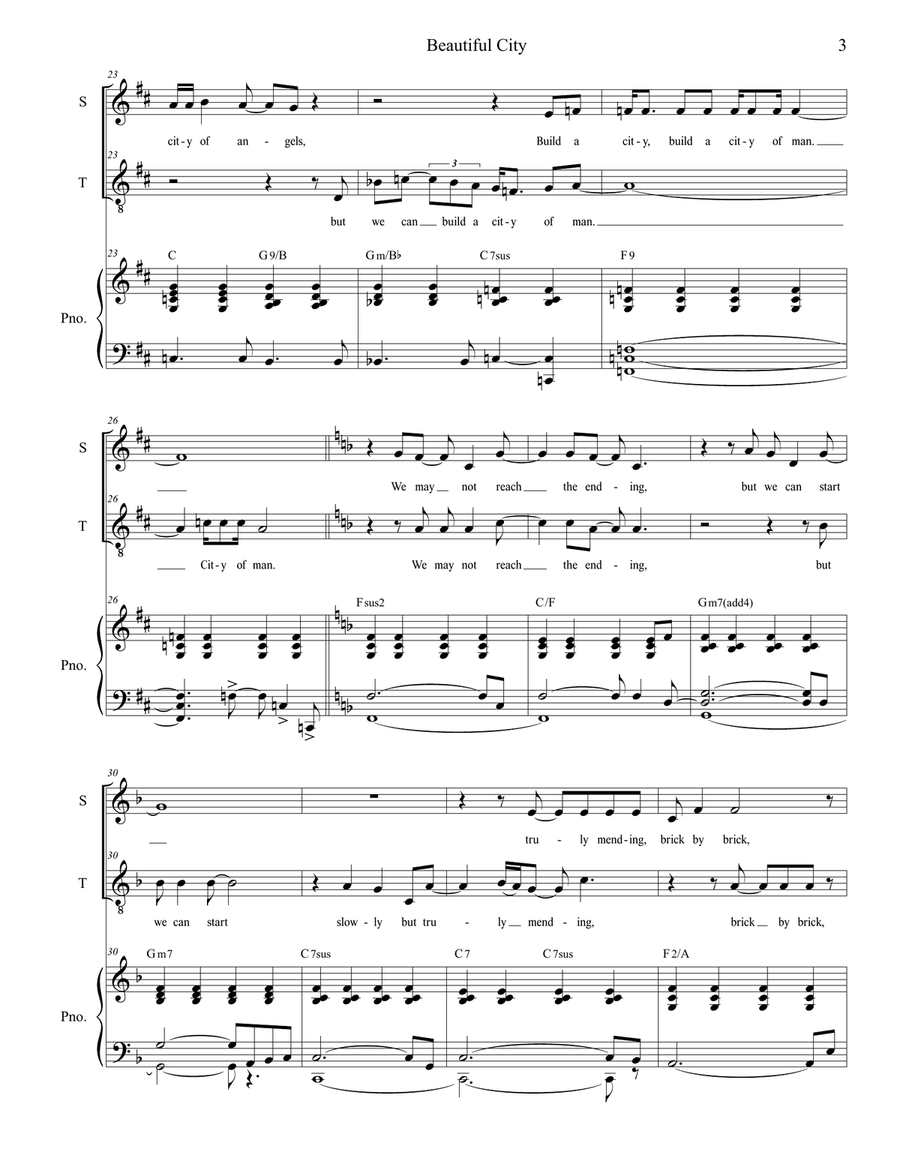 Beautiful City Tenor Voice scores gallery preview page 3