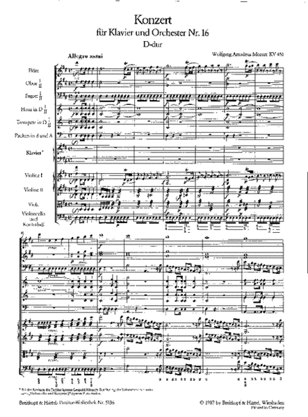 Piano Concerto [No. 16] in D major K. 451