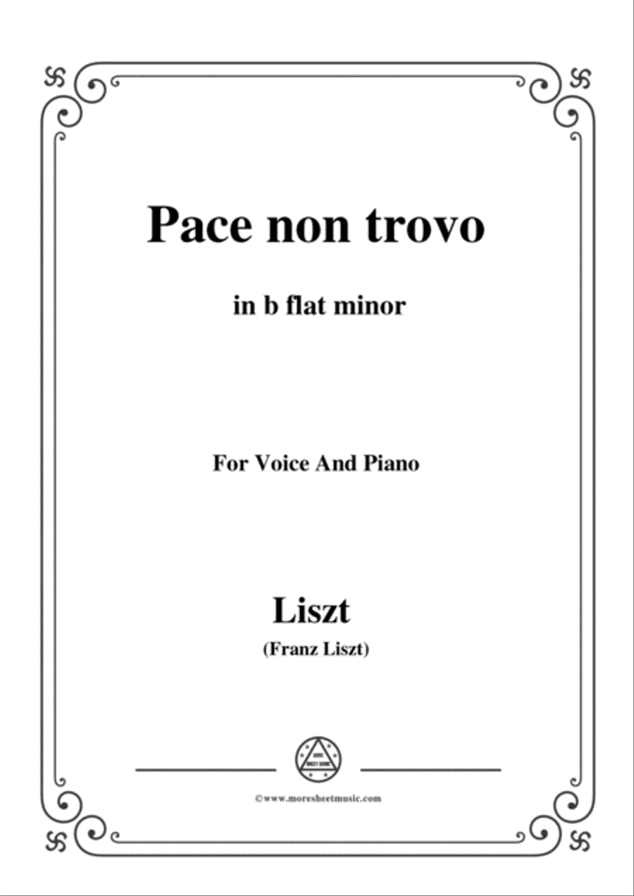 Liszt-Pace non trovo in b flat minor,for Voice and Piano Voice Solo scores gallery preview page 1