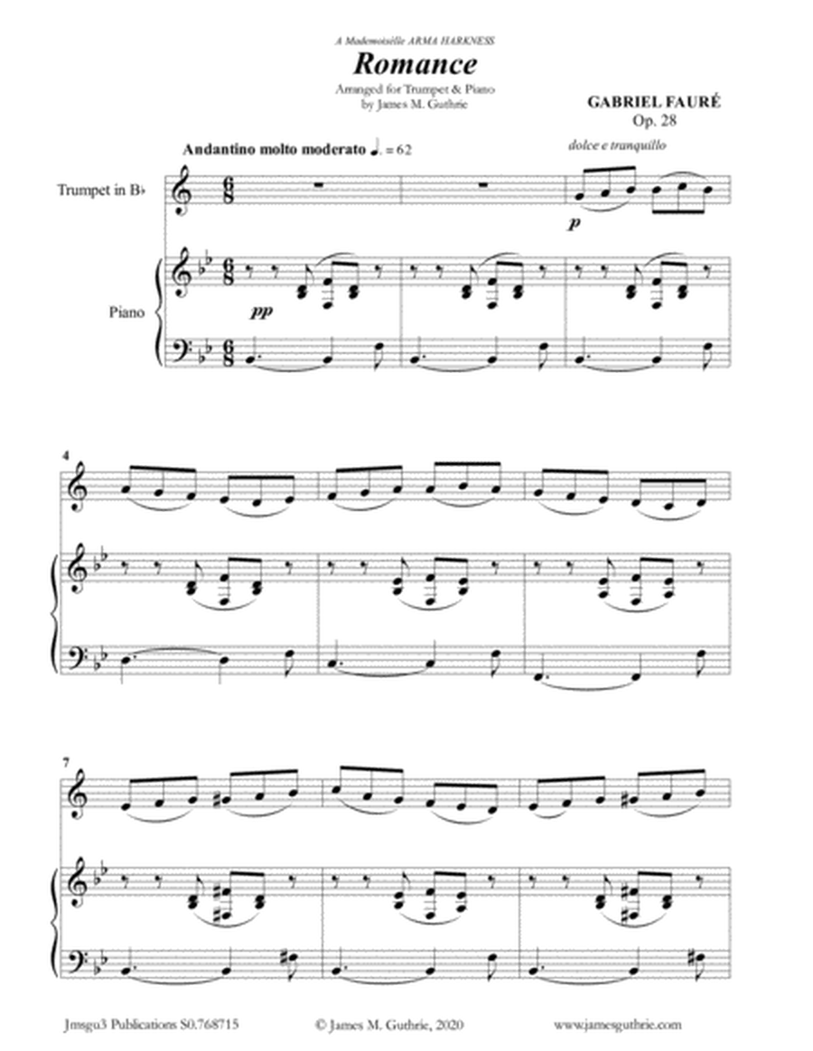 Fauré: Romance Op. 28 for Trumpet & Piano image number null