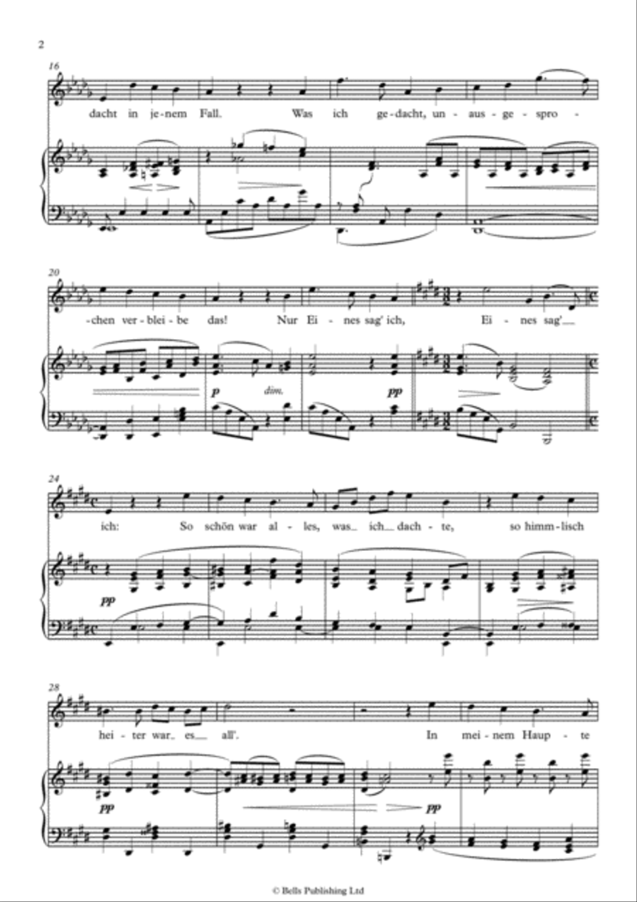 Wir wandelten, Op. 96 No. 2 (Original key. D-flat Major) Voice Solo scores gallery preview page 2