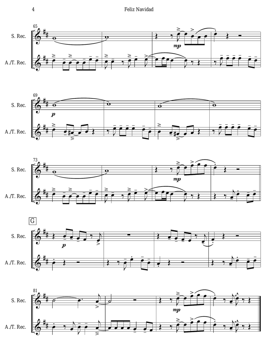 Feliz Navidad Feliz Navidad Woodwind Duet scores gallery preview page 4