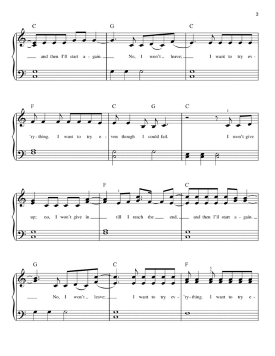 Try Everything (from Zootopia) Easy Piano scores gallery preview page 3