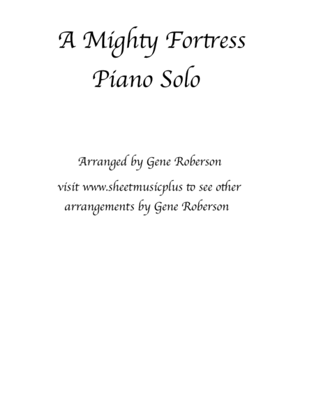 A Mighty Fortress is our God - Intermediate Piano Solo - Melody