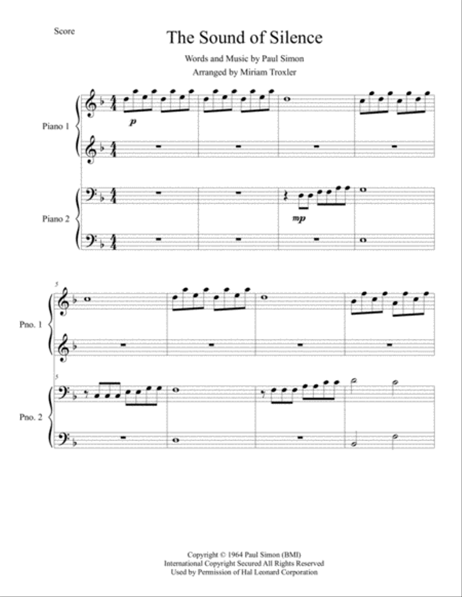 The Sound Of Silence The Sound Of Silence Set of Parts scores gallery preview page 2