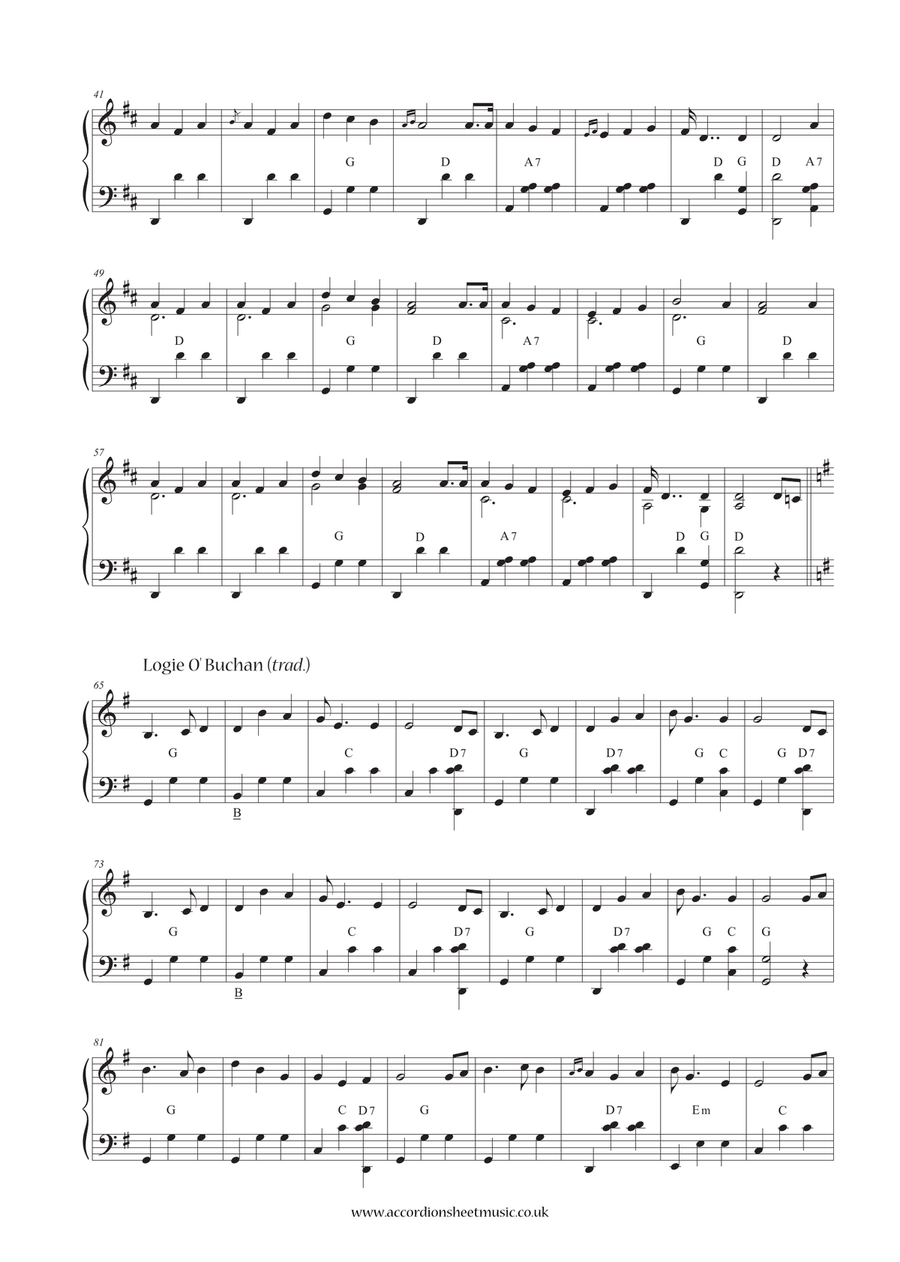 The Laird O' Cockpen / Queen Mary, Queen Mary / Logie O' Buchan / The Auld Scots Sangs Accordion scores gallery preview page 3