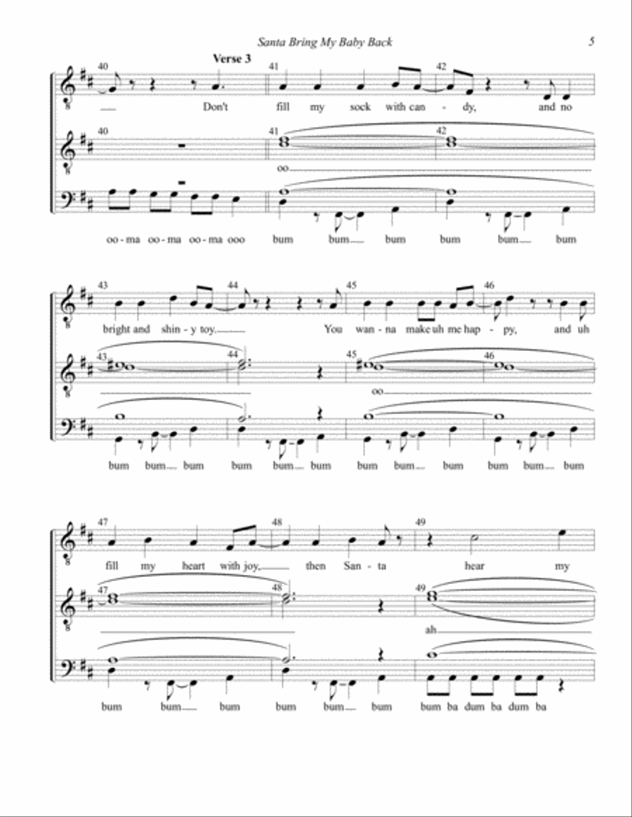 Santa, Bring My Baby Back (to Me) TTBB scores gallery preview page 5