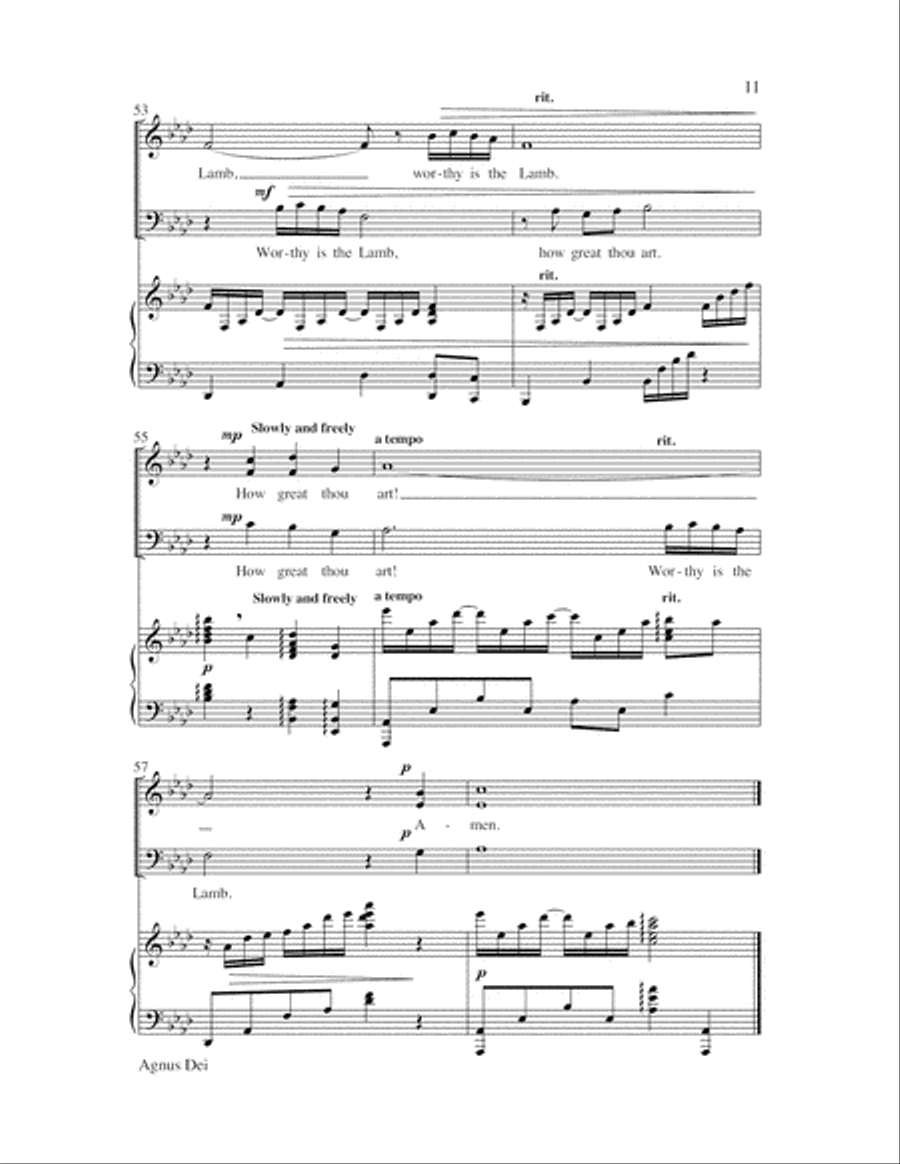 Agnus Dei with How Great Thou Art 3-Part scores gallery preview page 11