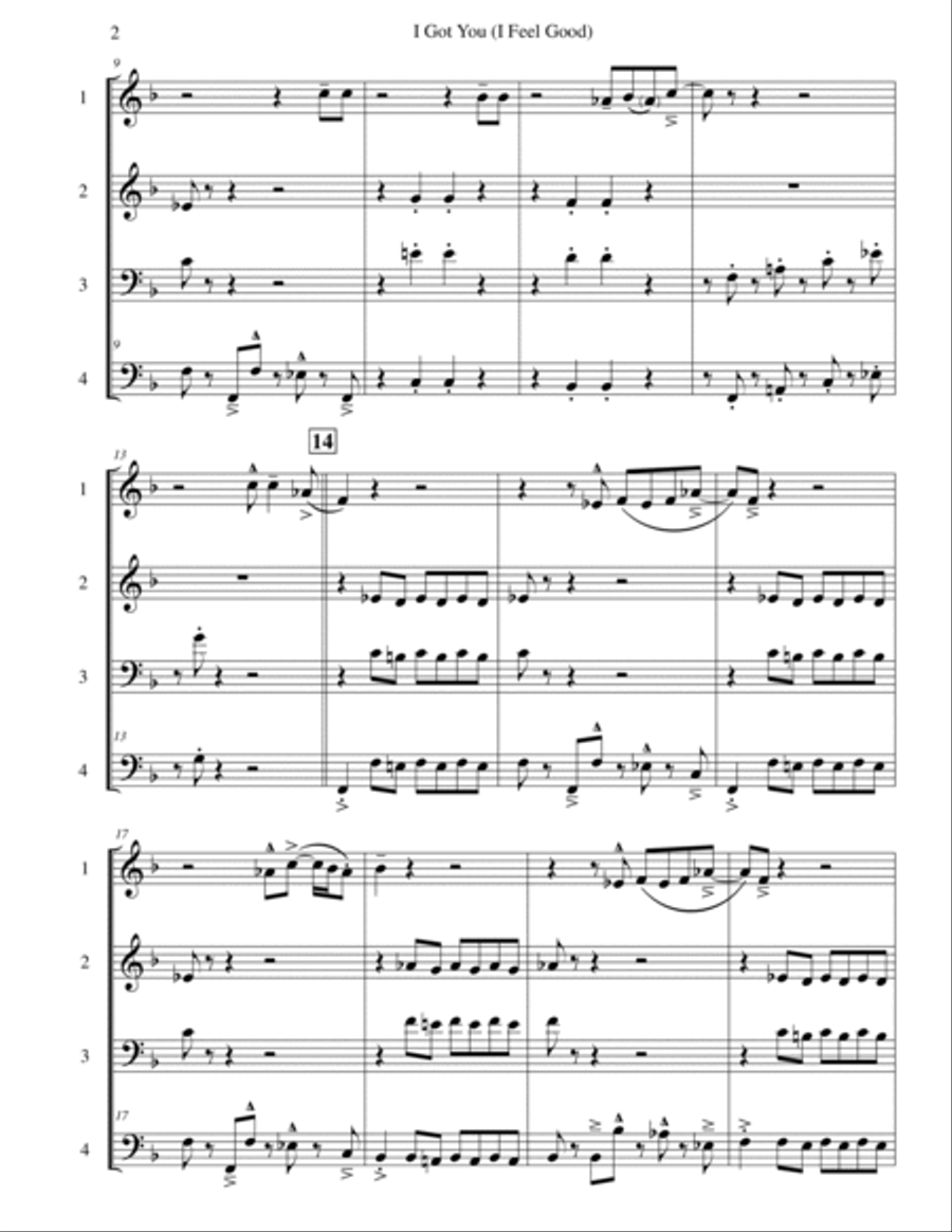 I Got You (i Feel Good) Brass Quartet scores gallery preview page 3