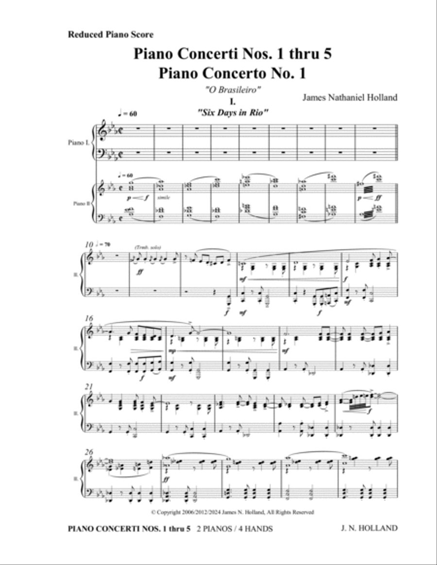 Piano Concerti Nos 1 thru 5, Two Pianos Four Hands 2 Pianos, 4-Hands scores gallery preview page 5