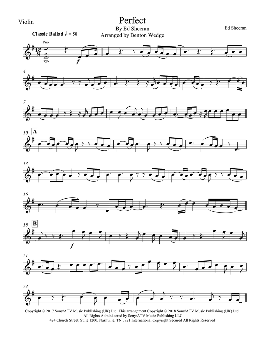 Perfect Violin Solo scores gallery preview page 1