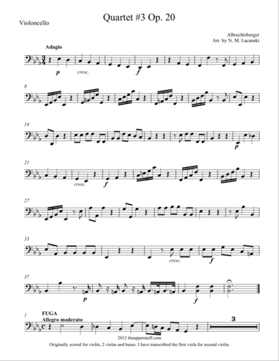 Quartet #3 Op. 20 in E Flat Major String Quartet scores gallery preview page 1