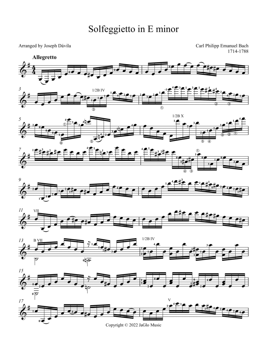 Solfeggietto in E minor Acoustic Guitar scores gallery preview page 1