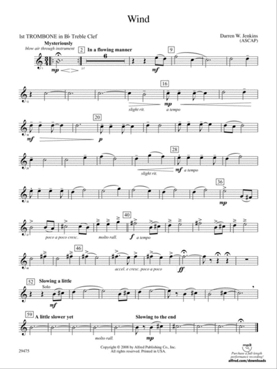 Wind: (World Part) 1st B-flat Trombone T.C. Concert Band scores gallery preview page 1