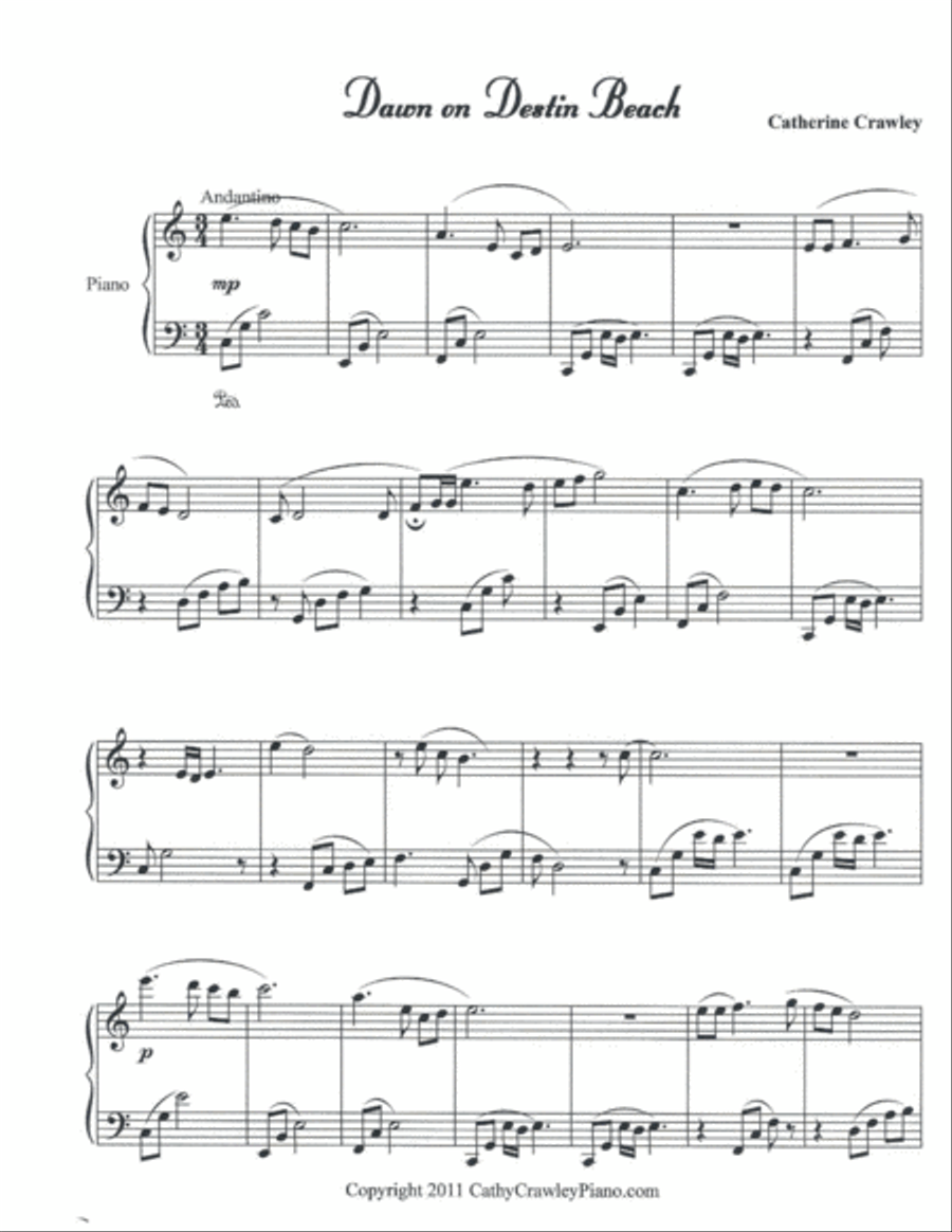 Dawn on Destin Beach Piano Solo scores gallery preview page 1