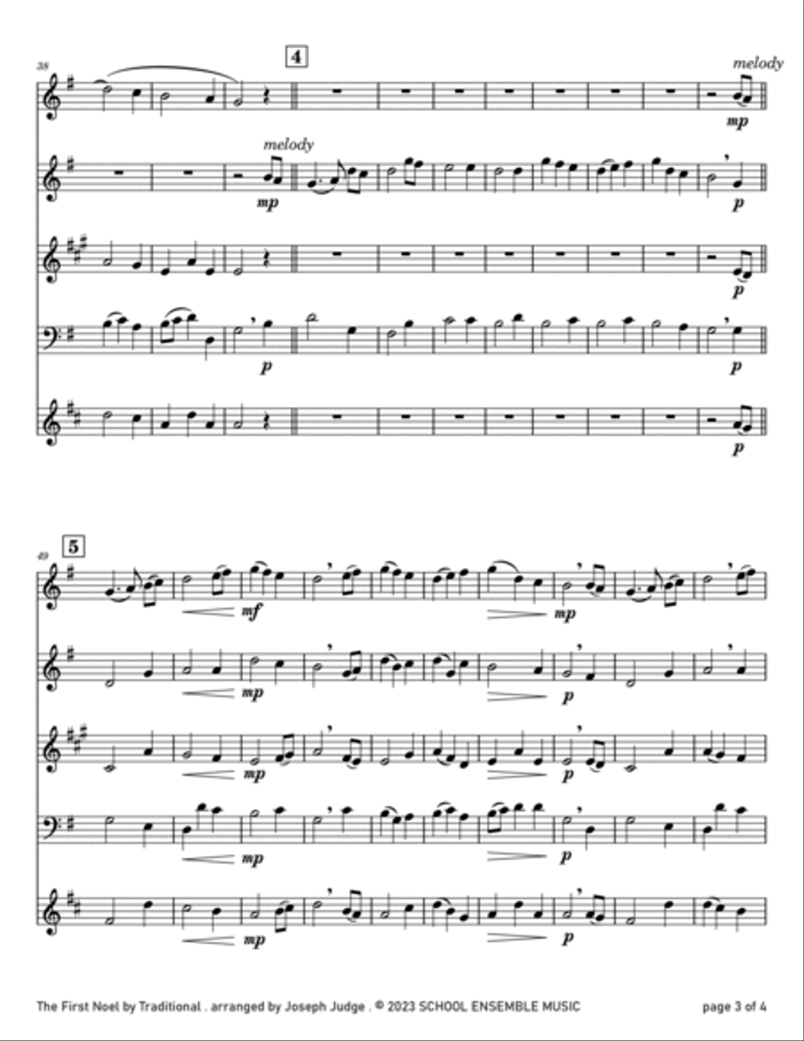 The First Noel for Woodwind Quartet in Schools Woodwind Quartet scores gallery preview page 3