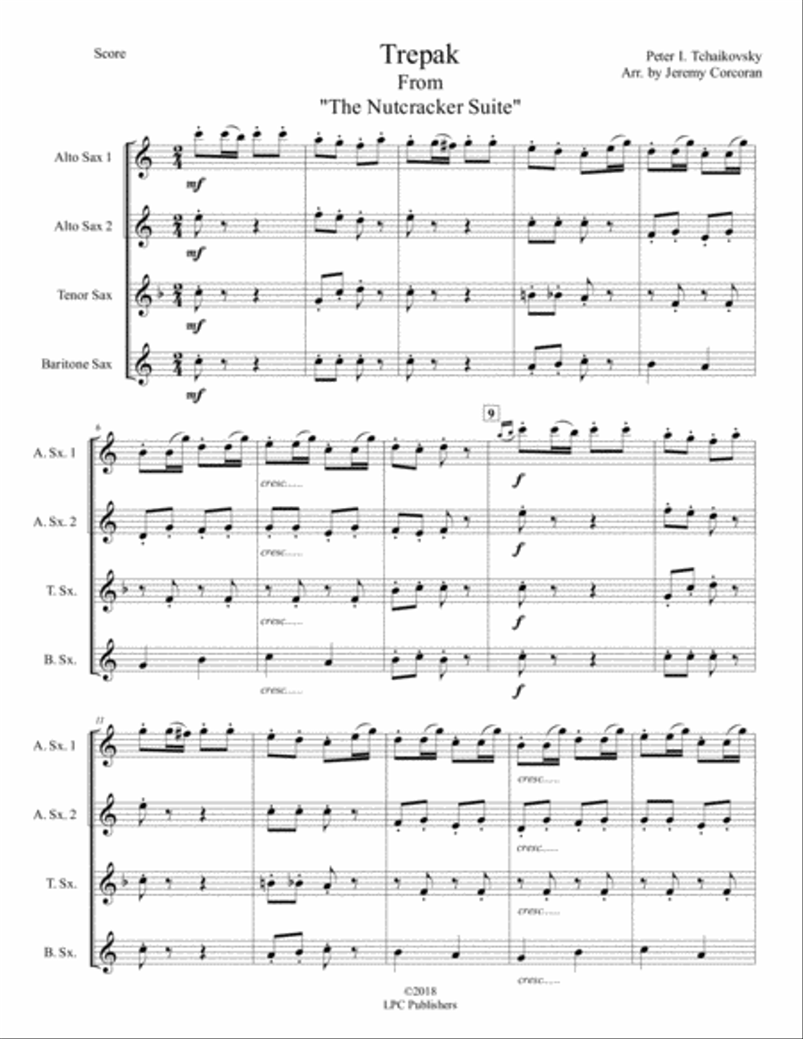 Trepak from The Nutcracker Suite for Saxophone Quartet (SATB or AATB) Saxophone Quartet scores gallery preview page 2