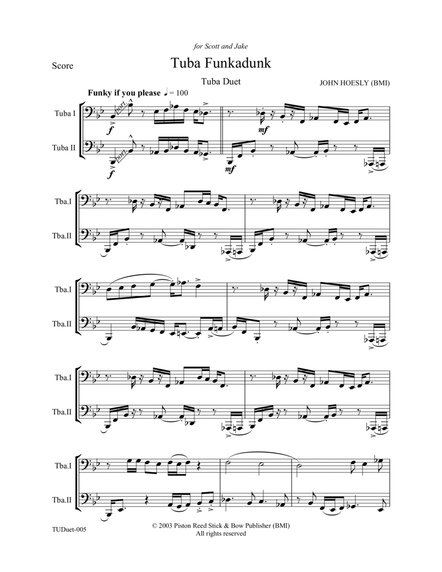 Tuba Funkadunk- tuba duet Brass Duet scores gallery preview page 1