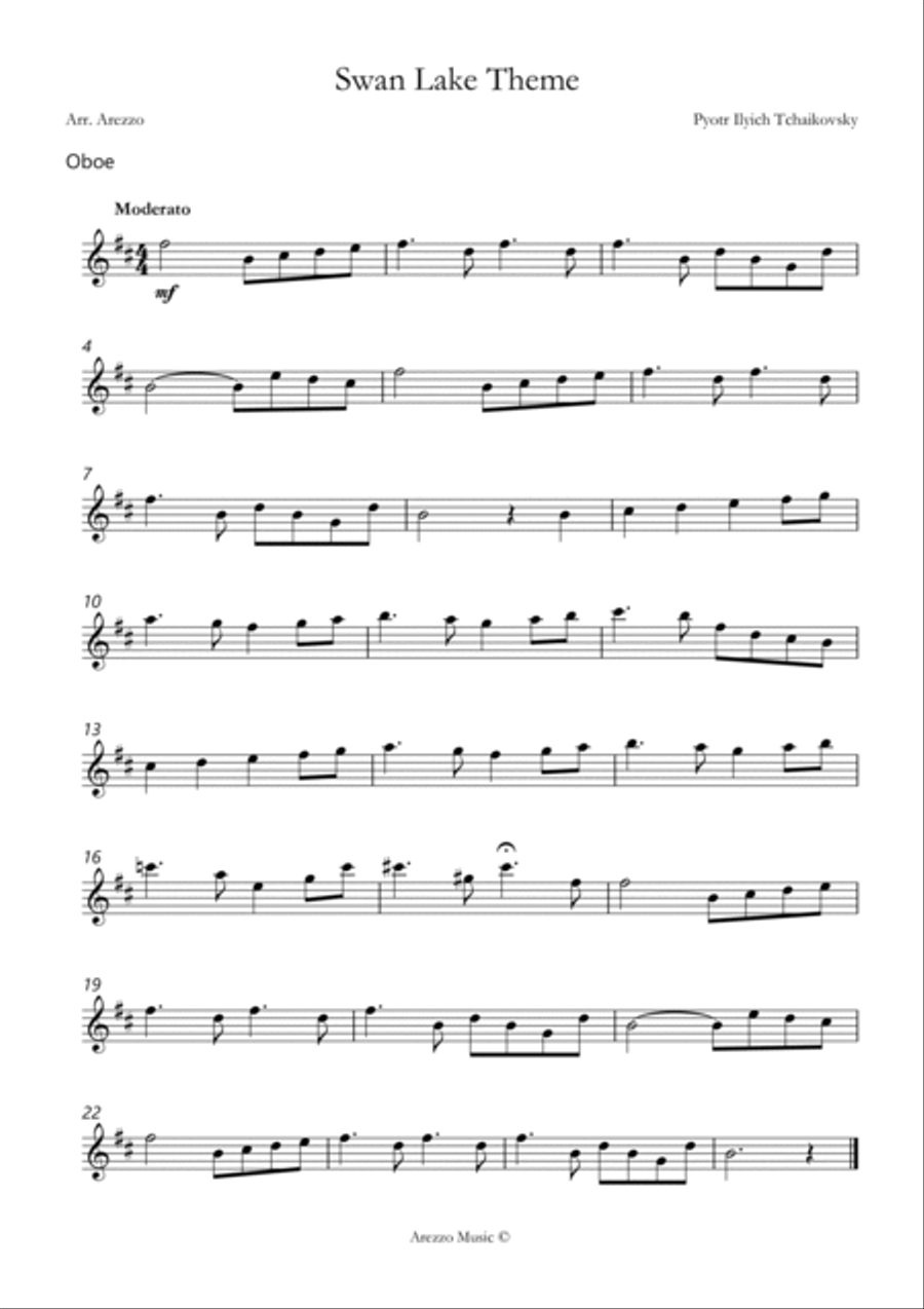 the swan lake theme sheet music for beginners Oboe and Cello Chamber Music scores gallery preview page 2