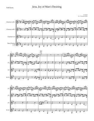 Jesu, Joy of Man's Desiring (J. S. Bach) for Clarinet Quartet
