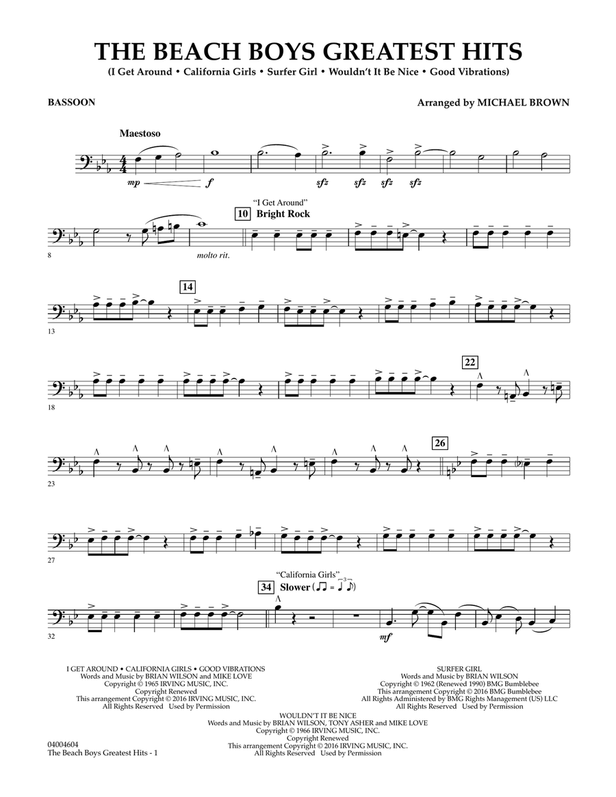 The Beach Boys Greatest Hits - Bassoon Concert Band scores gallery preview page 1
