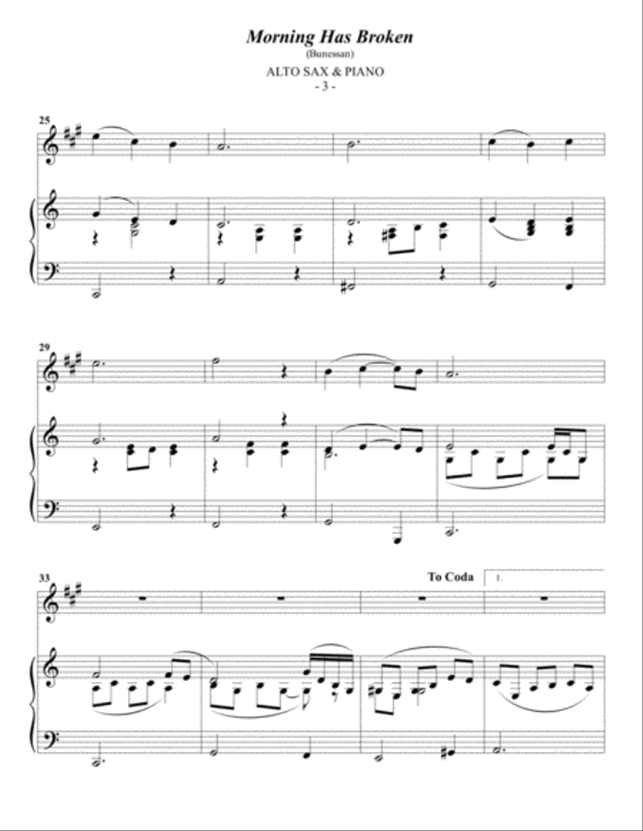Morning Has Broken Alto Saxophone scores gallery preview page 3