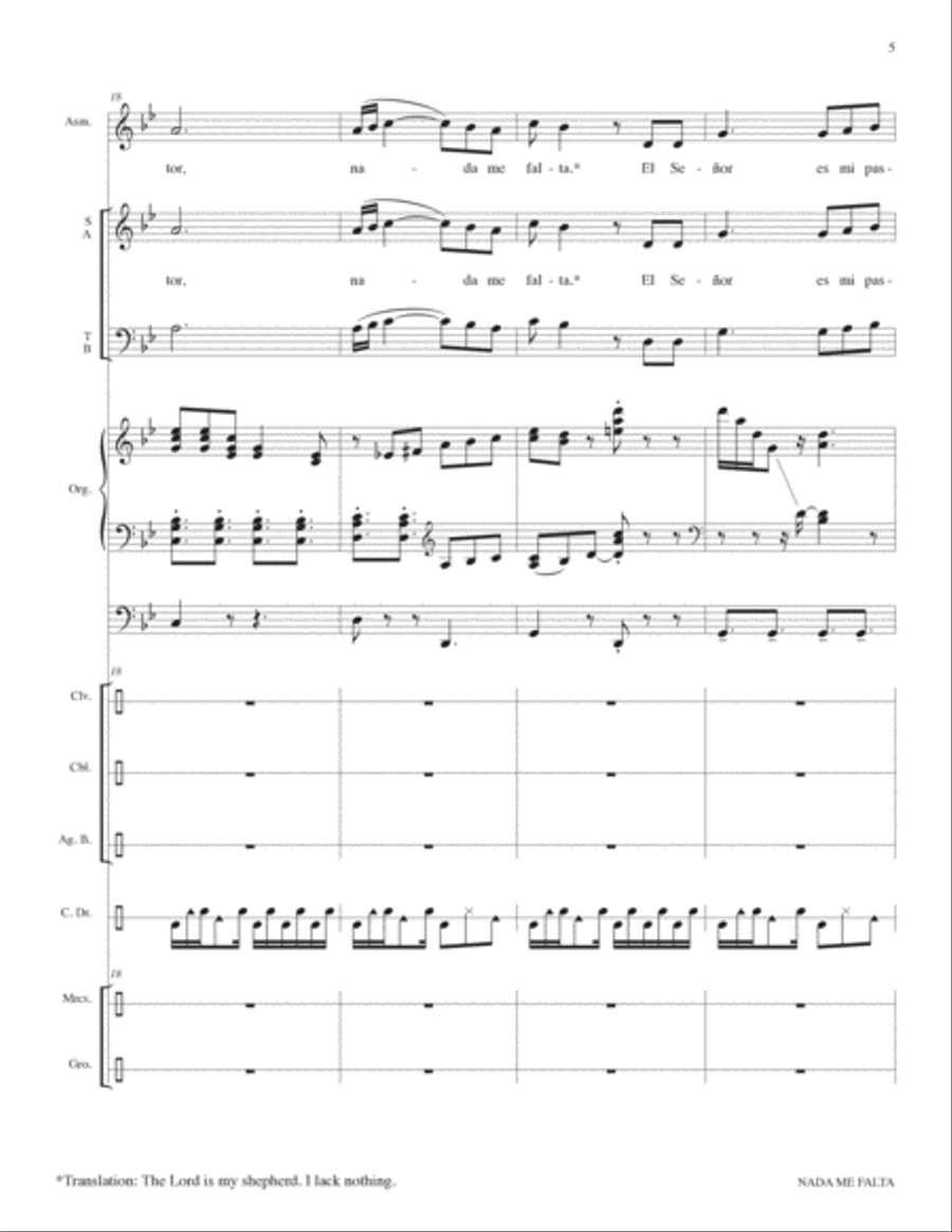 Nada me falta: Psalm 23: Full Score and Parts 4-Part scores gallery preview page 5