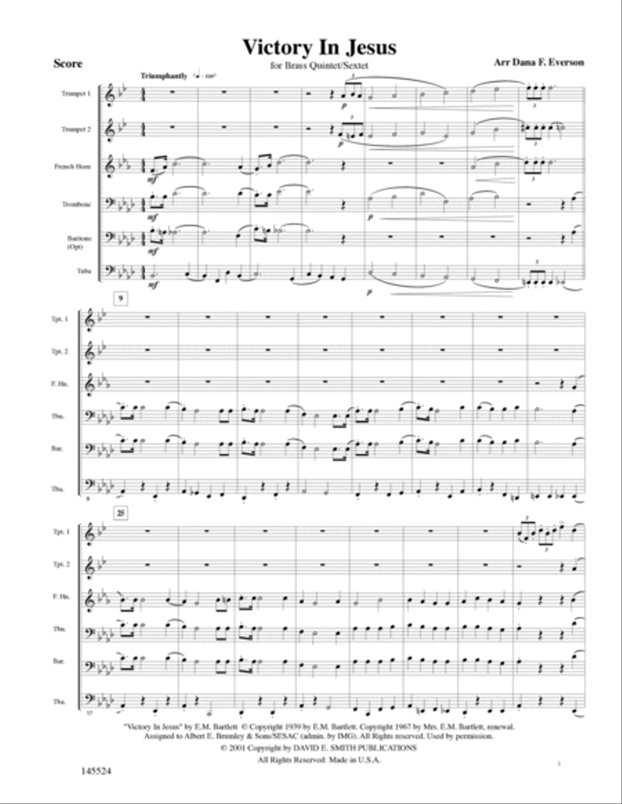 Victory In Jesus Brass Quintet scores gallery preview page 2
