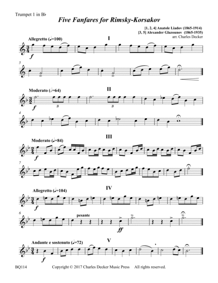 Five Fanfares for Rimsky-Korsakov for Brass Quintet image number null