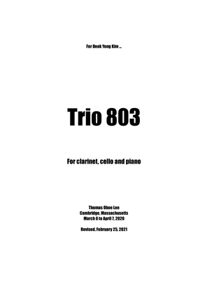Trio 803 (2020) for clarinet, cello and piano