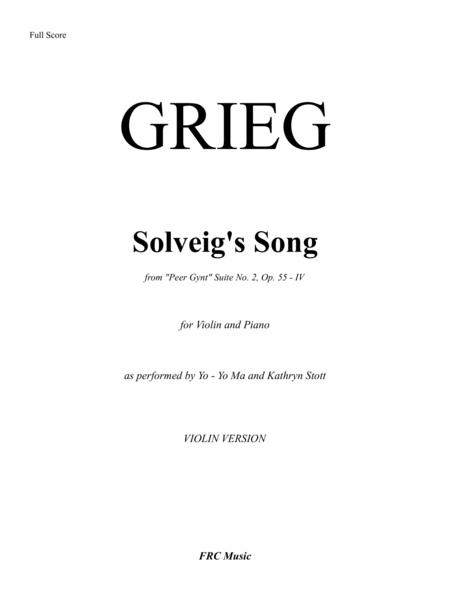Solveig's Song from "Peer Gynt" Suite No. 2, Op. 55 - IV, as Performed by Performed by Kathryn Stott image number null