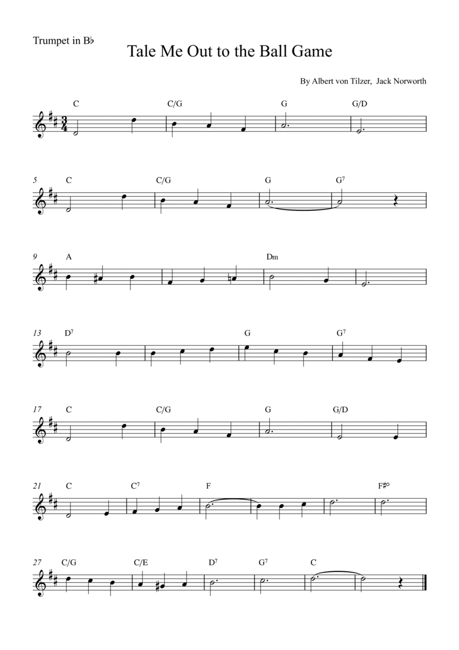 Take Me Out To The Ball Game B-Flat Trumpet scores gallery preview page 1