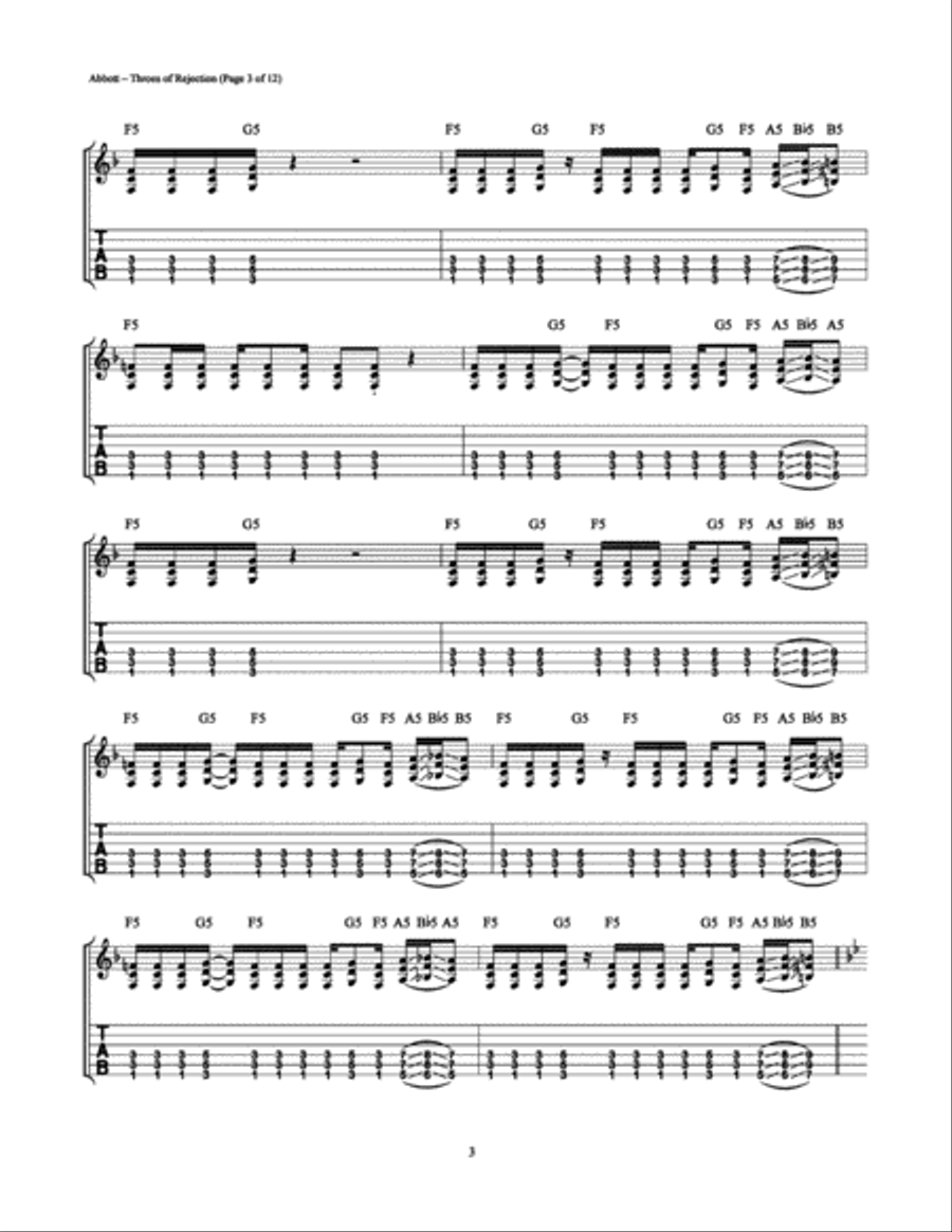 Throes of Rejection Electric Guitar scores gallery preview page 3