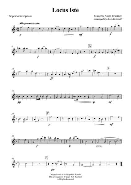 Locus iste (Bruckner) - Saxophone Quartet image number null